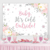 Baby Es ist Kalt Außen Rosa Blumen Babydusche Hintergrund